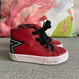 Liu Jo Red Leather High-Top Sneakers – Size 24 EU (Approx. 8 US Toddler)